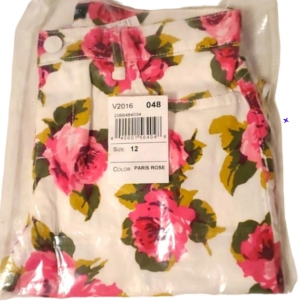 New tagged white jegging pink burgundy roses Children's Place 12